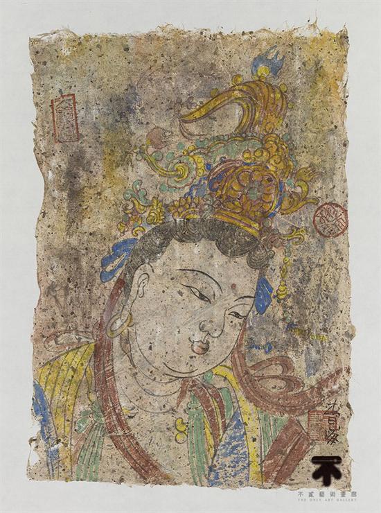 毛春海 观世音菩萨 手工纸设色 30<em></em>x40cm 2017