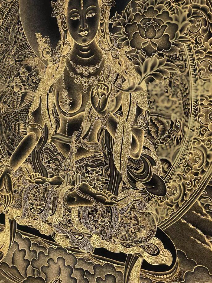 白度母––– 没有用运用任何色彩的黄金画