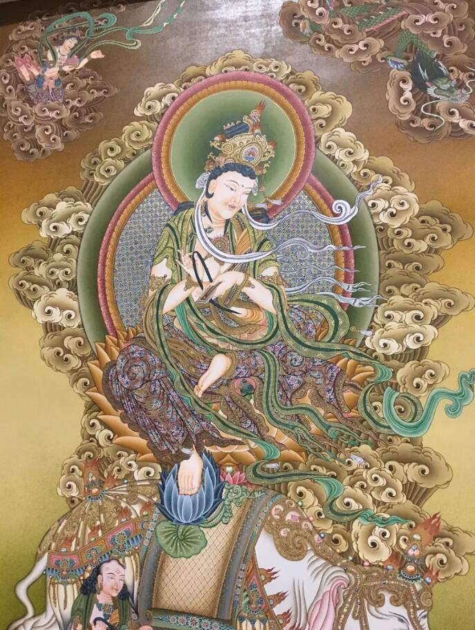 普贤菩萨––––独特的唐密风格,背景是点触笔法